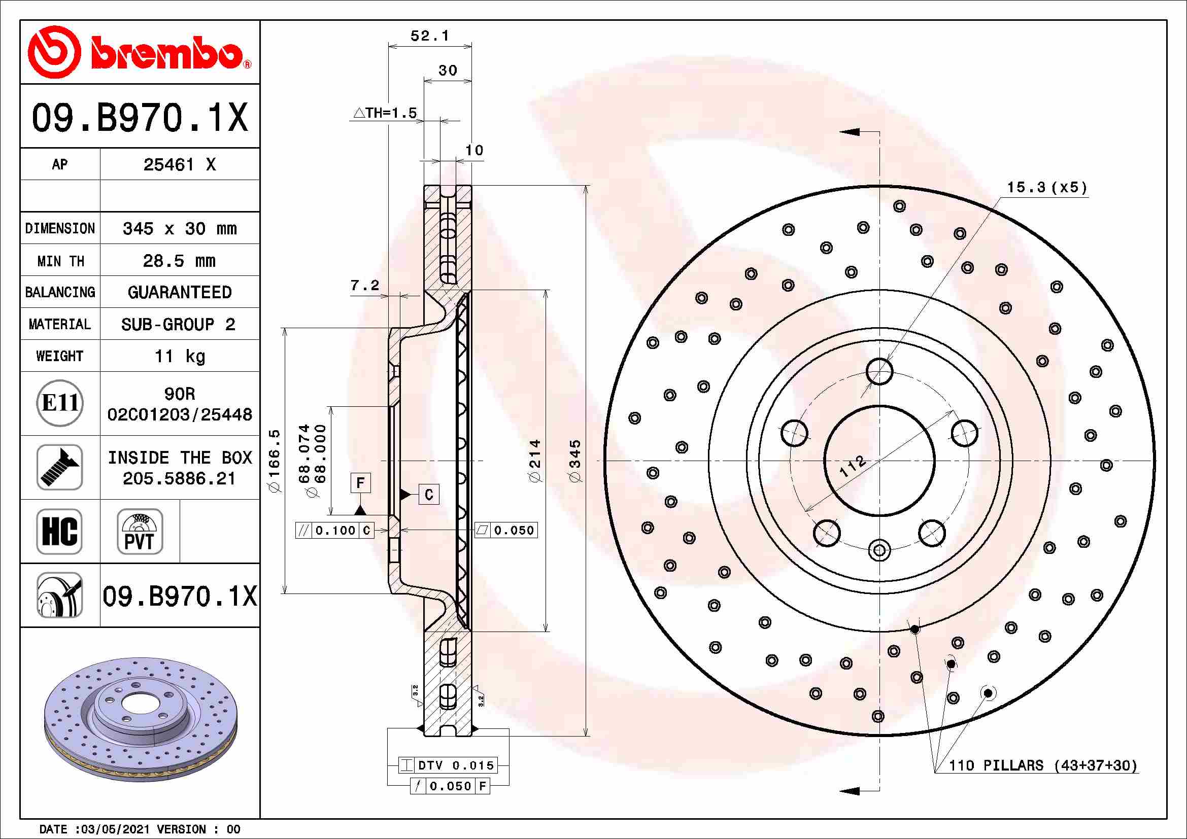 BREMBO 09.B970.1X XTRA LINE...