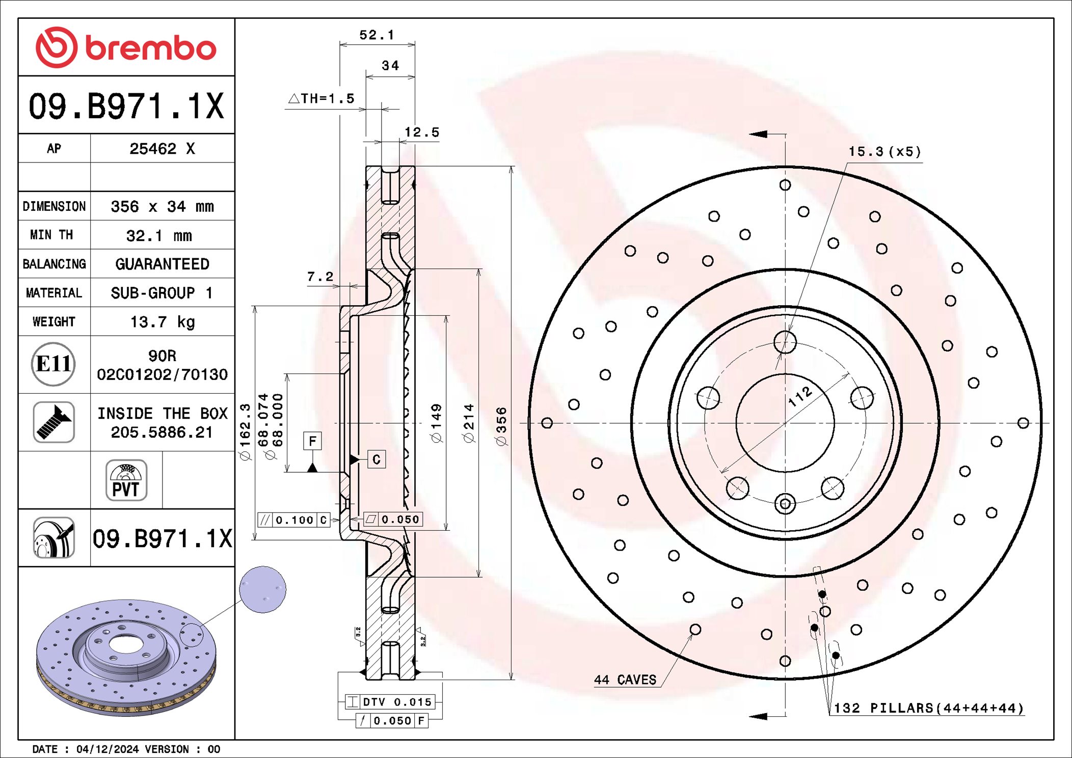 BREMBO 09.B971.1X XTRA LINE...