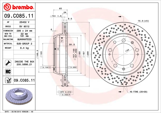 BREMBO 09.C085.11 Discofreno