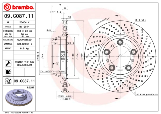 BREMBO 09.C087.11 Bremsscheibe