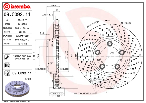 BREMBO 09.C093.11 Bremsscheibe