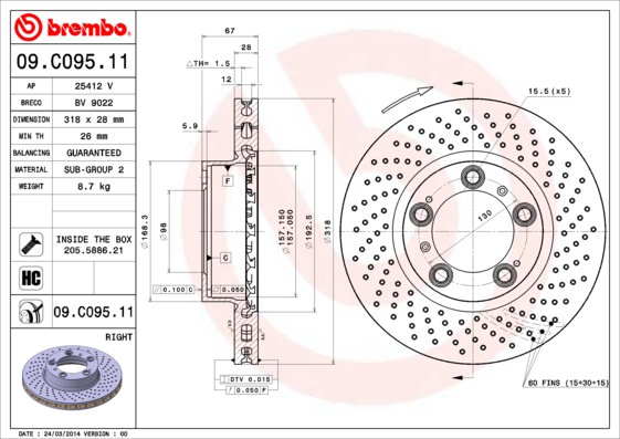 BREMBO 09.C095.11 Bremsscheibe