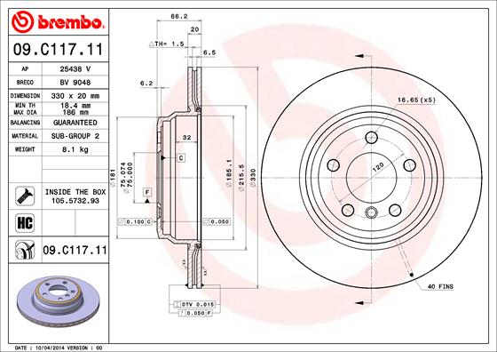 BREMBO 09.C117.11 Brzdový...