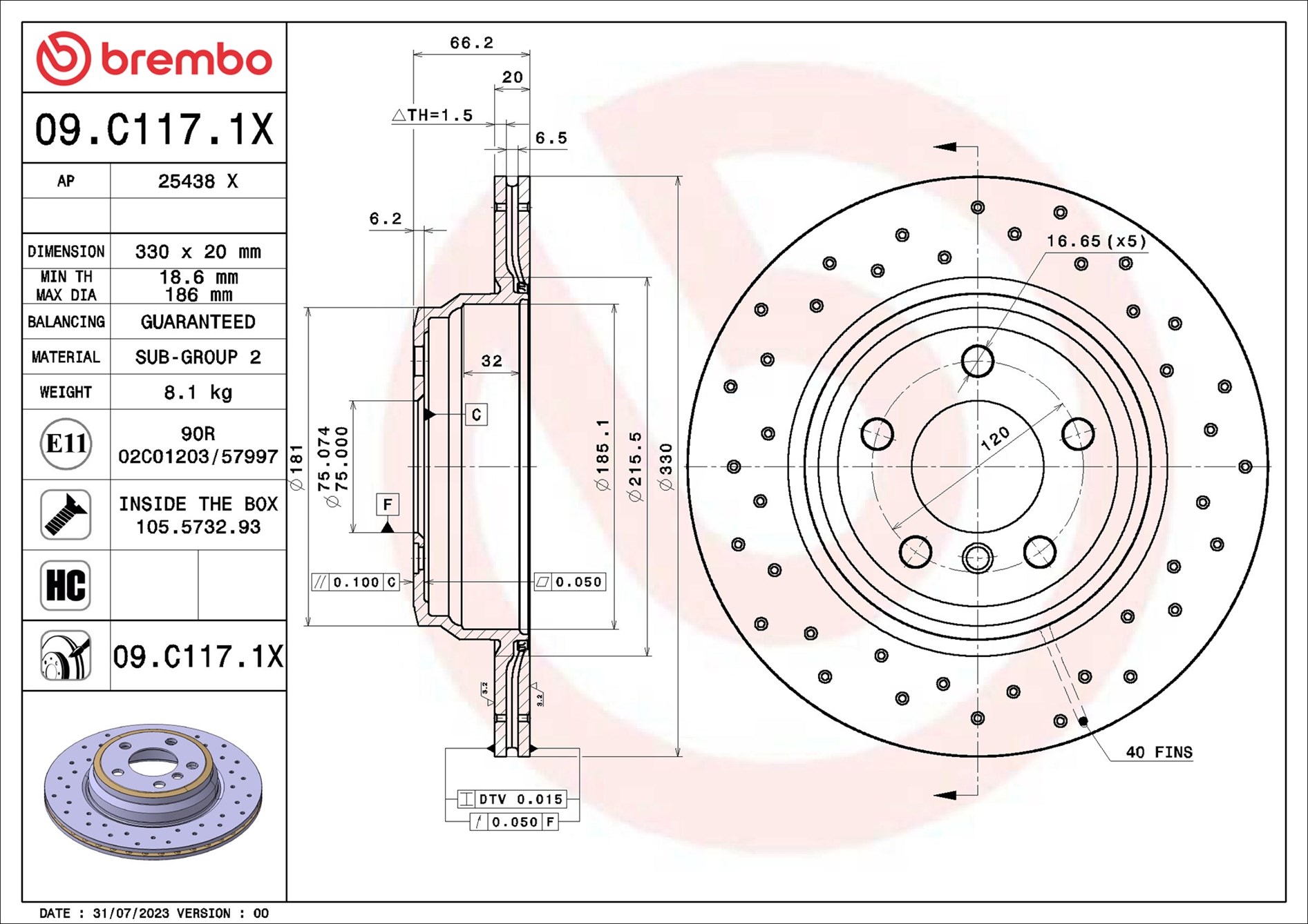 BREMBO 09.C117.1X XTRA LINE...