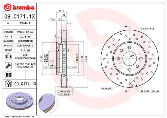 BREMBO 09.C171.1X Discofreno