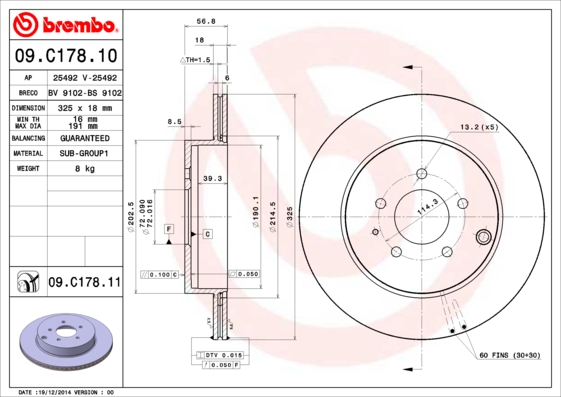 BREMBO 09.C178.11 Discofreno