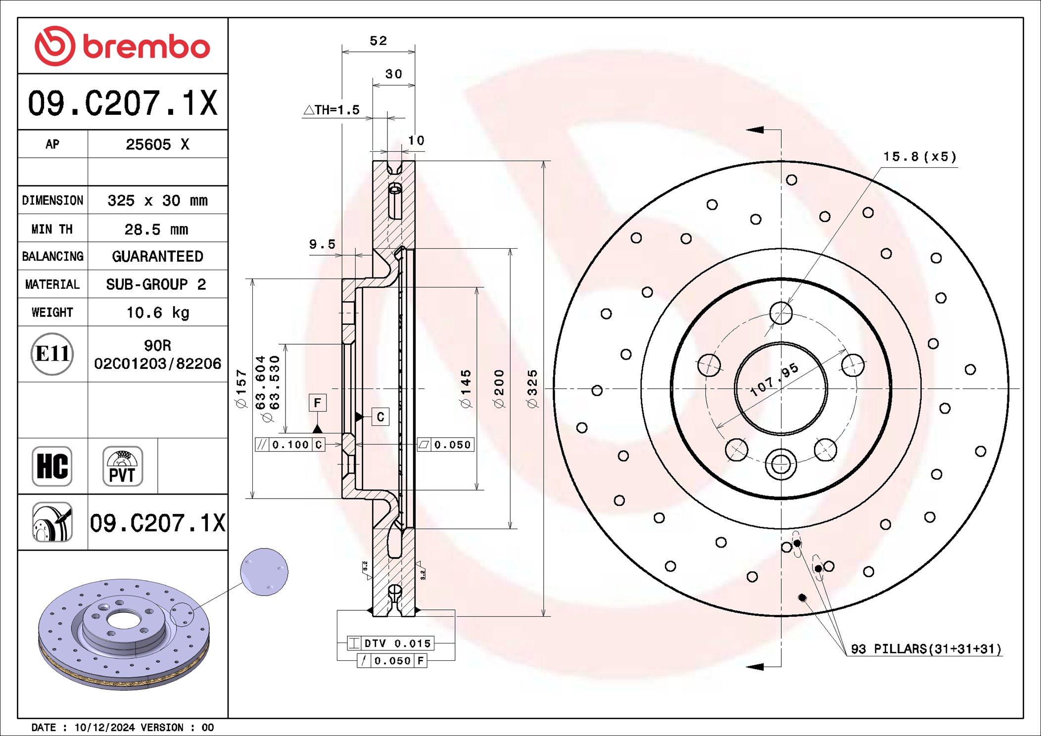 BREMBO 09.C207.1X XTRA LINE...