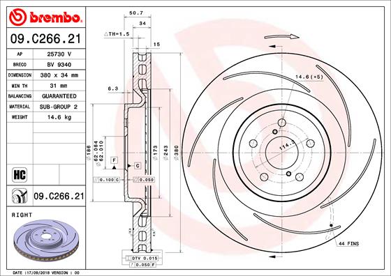 BREMBO 09.C266.21 Discofreno