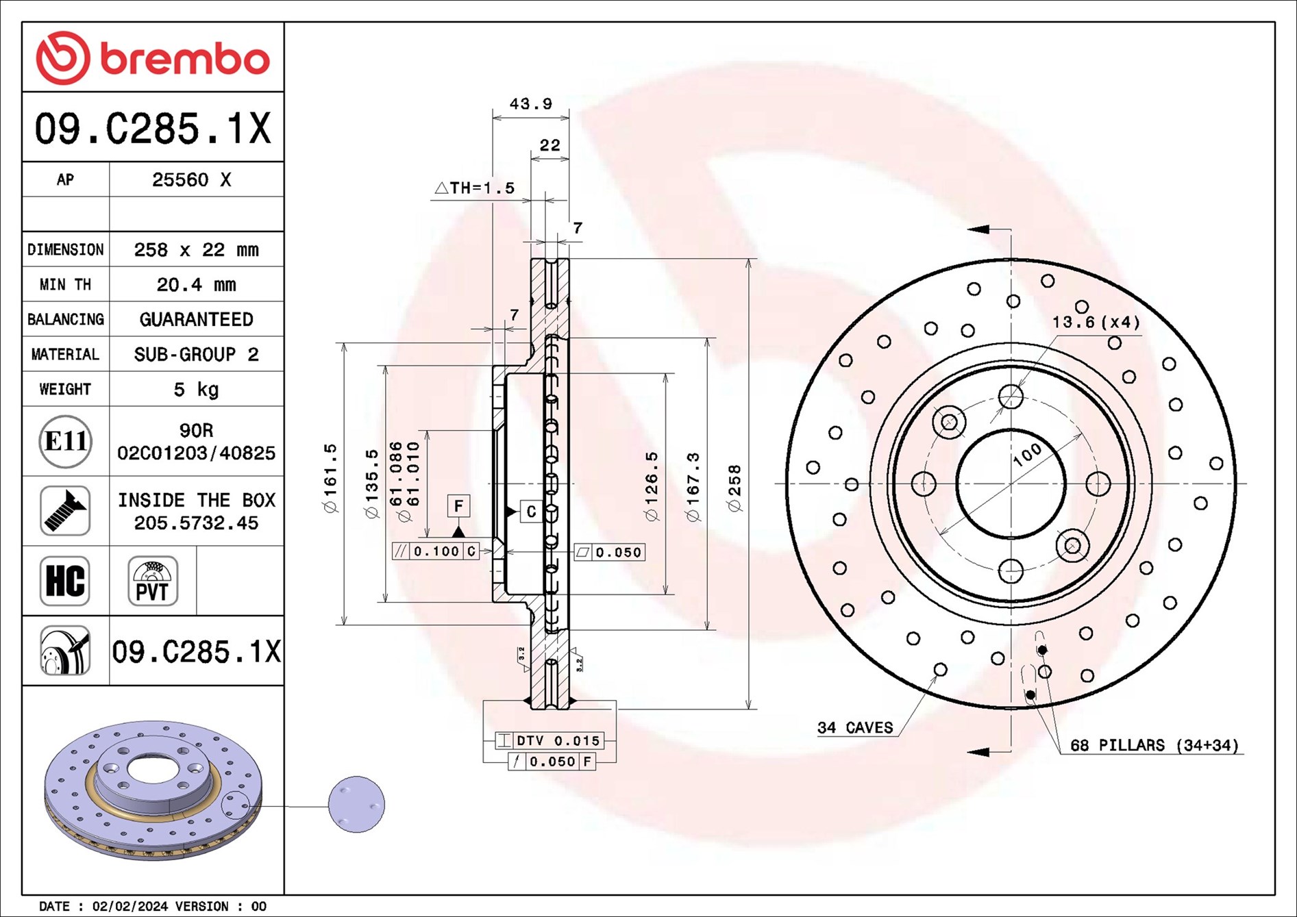 BREMBO 09.C285.1X XTRA LINE...