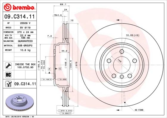 BREMBO 09.C314.11 Brzdový...