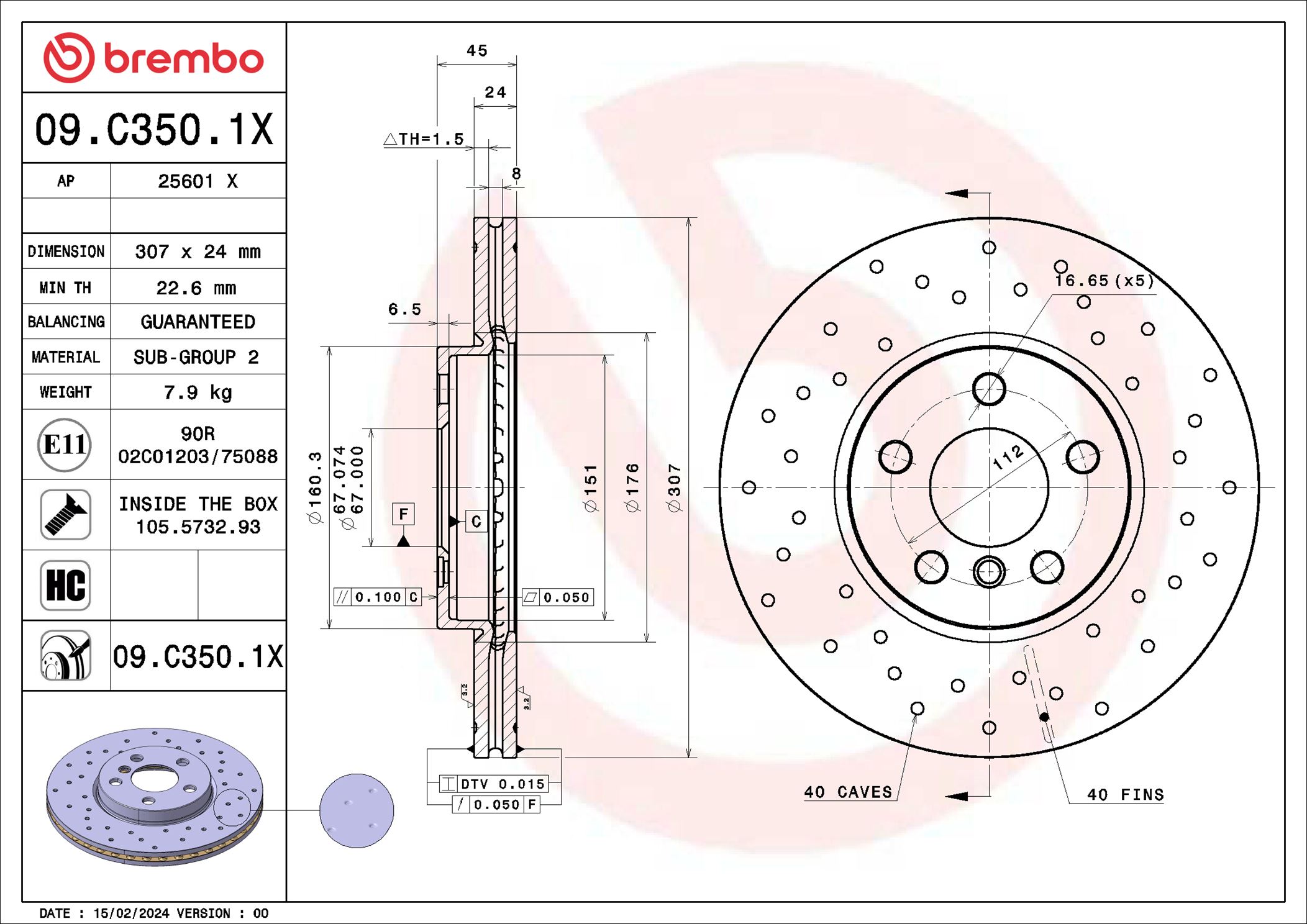 BREMBO 09.C350.1X XTRA LINE...