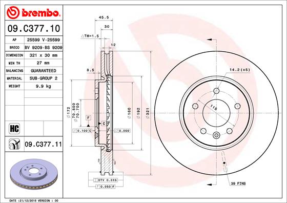 BREMBO 09.C377.11 Brzdový...