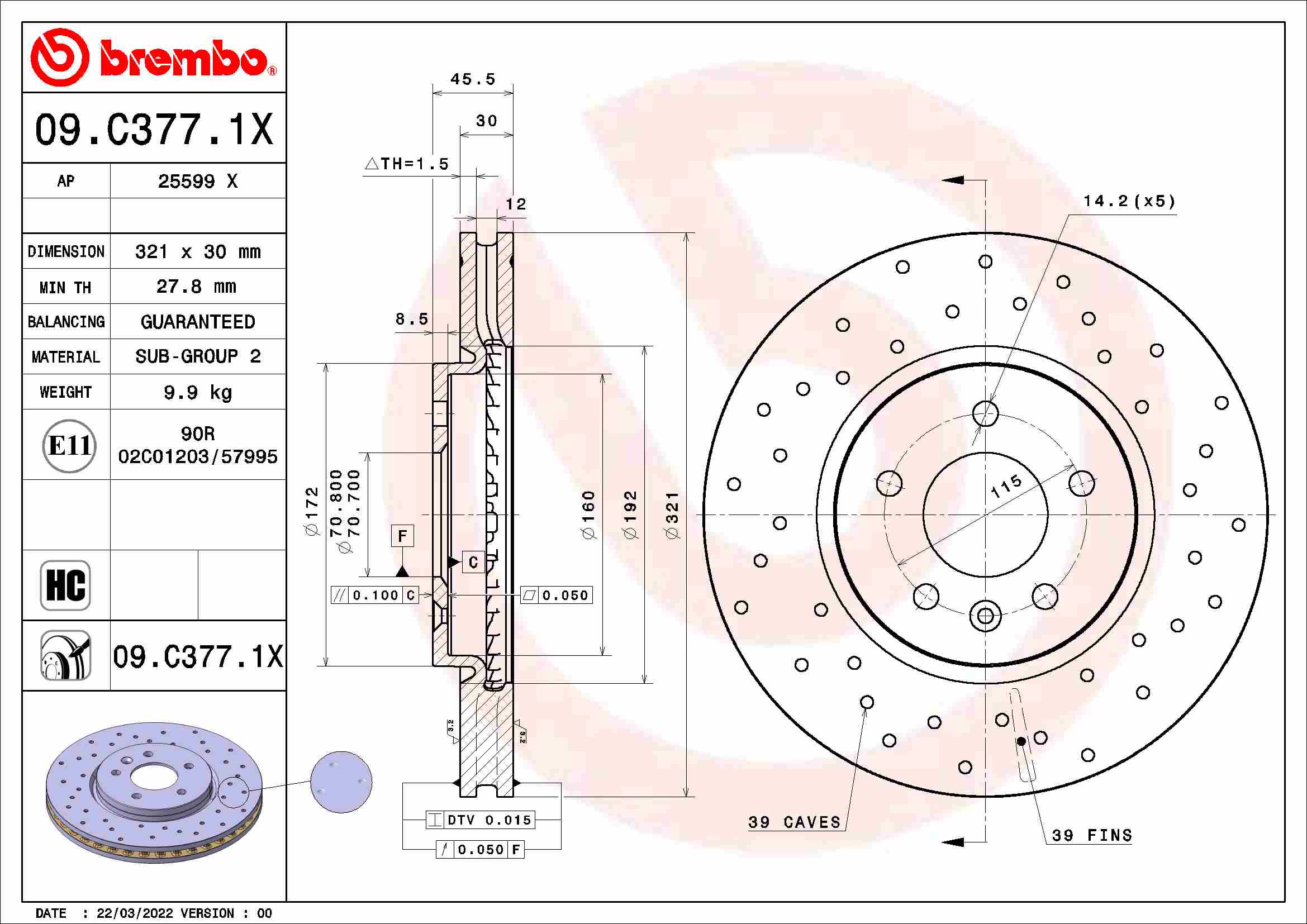 BREMBO 09.C377.1X XTRA LINE...