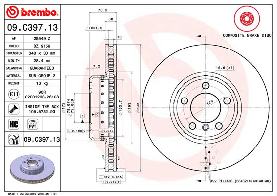 BREMBO 09.C397.13 Bremsscheibe