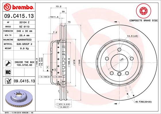 BREMBO 09.C415.13 Bremsscheibe