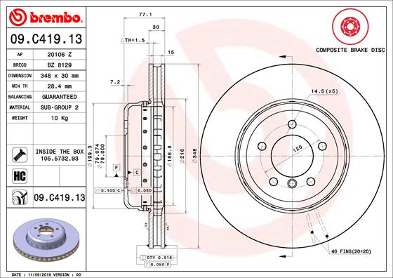 BREMBO 09.C419.13 Bremsscheibe