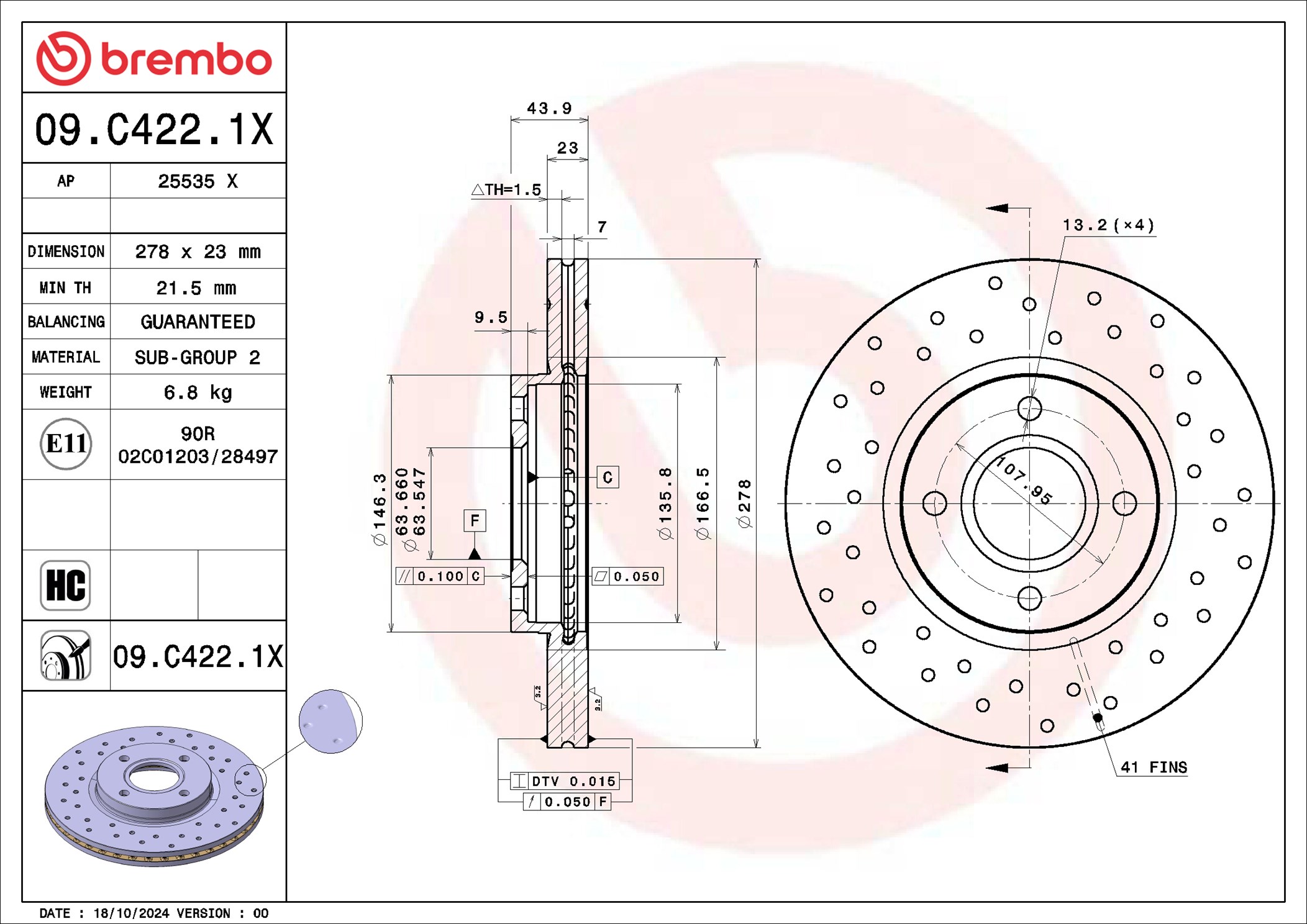 BREMBO 09.C422.1X XTRA LINE...