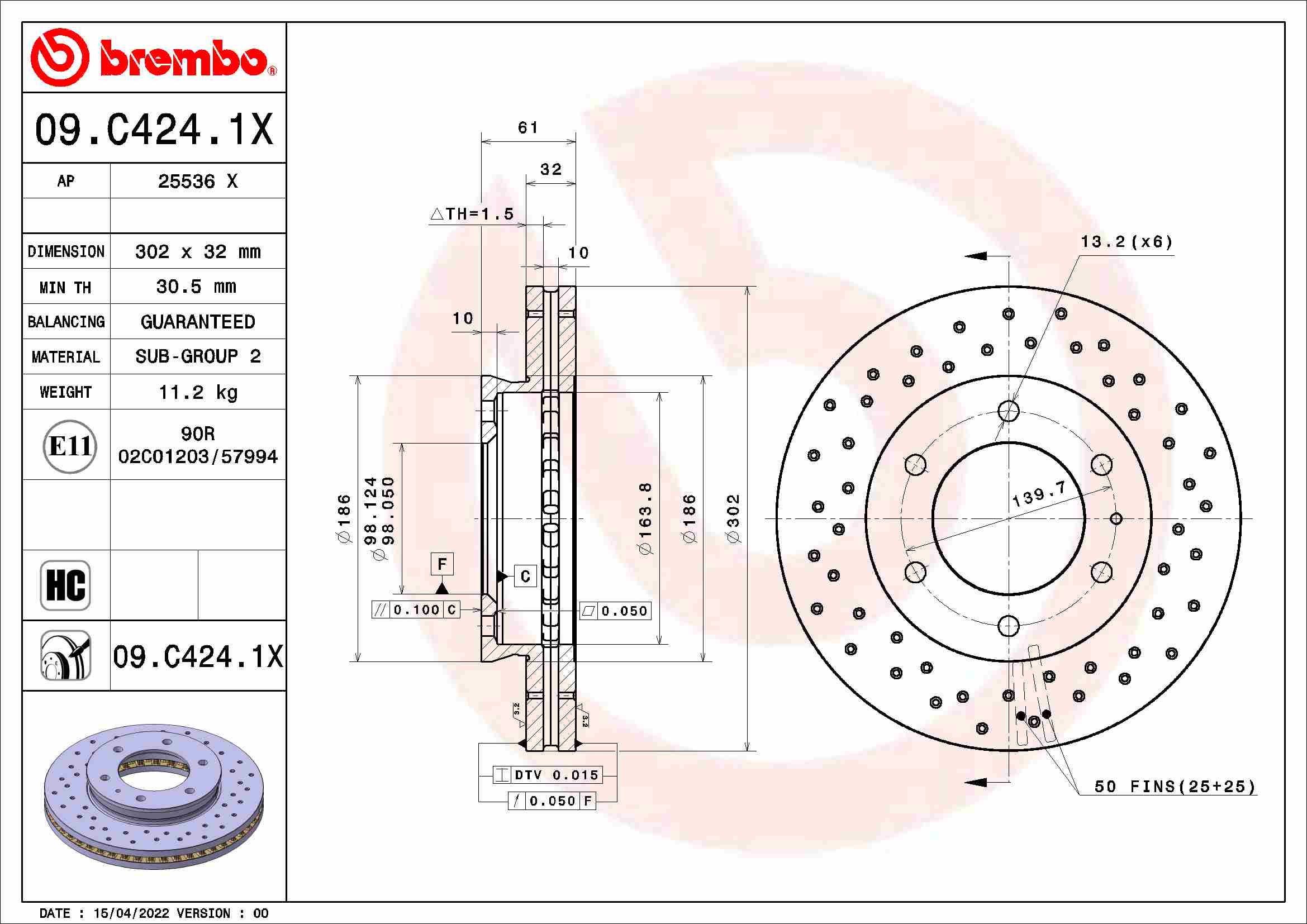 BREMBO 09.C424.1X XTRA LINE...