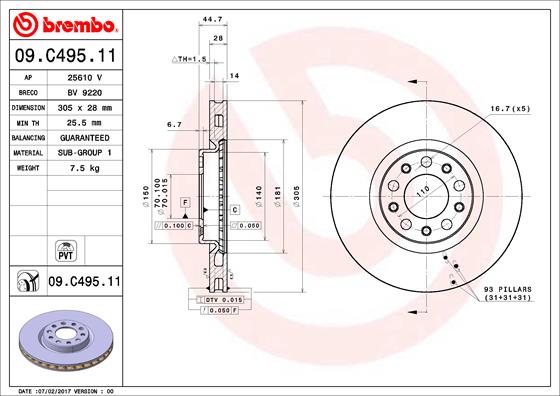 BREMBO 09.C495.11 Bremsscheibe