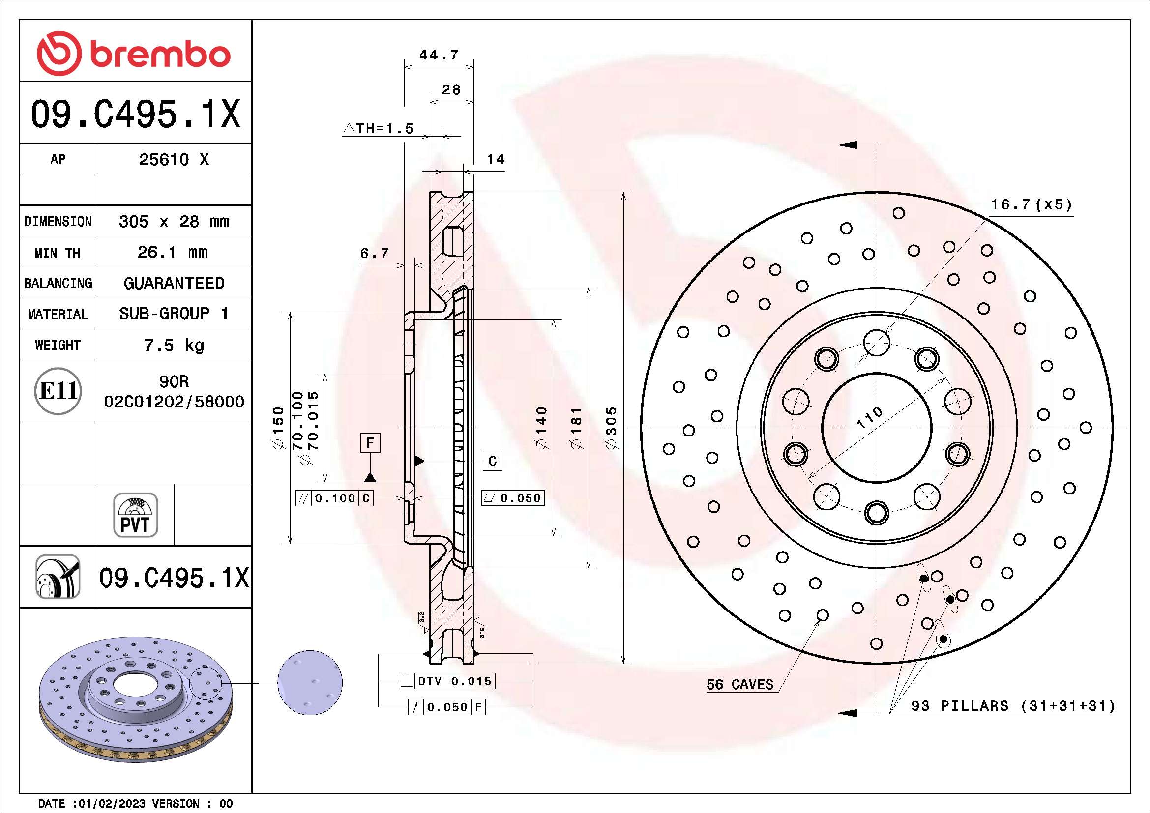 BREMBO 09.C495.1X XTRA LINE...