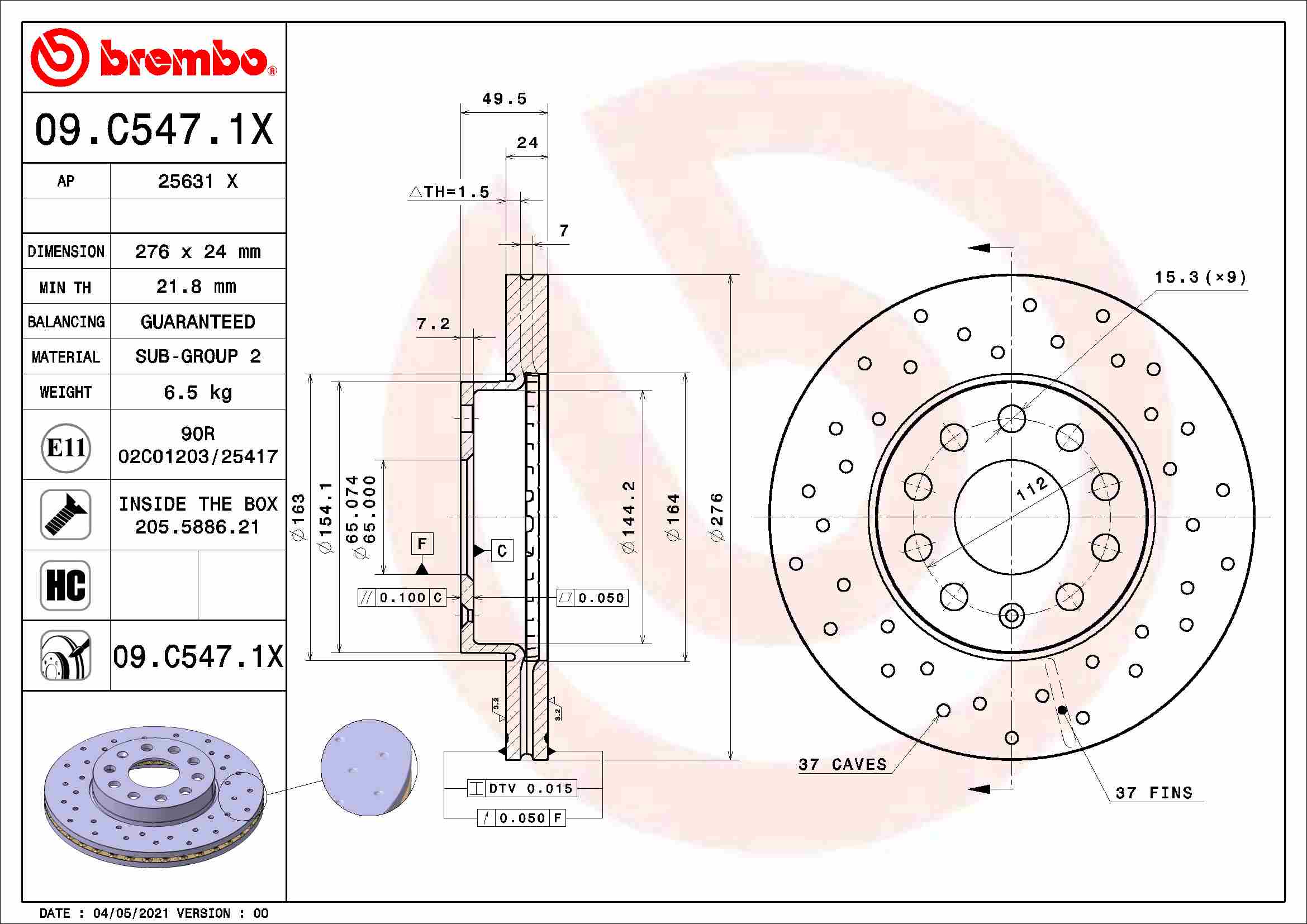 BREMBO 09.C547.1X Brzdový...