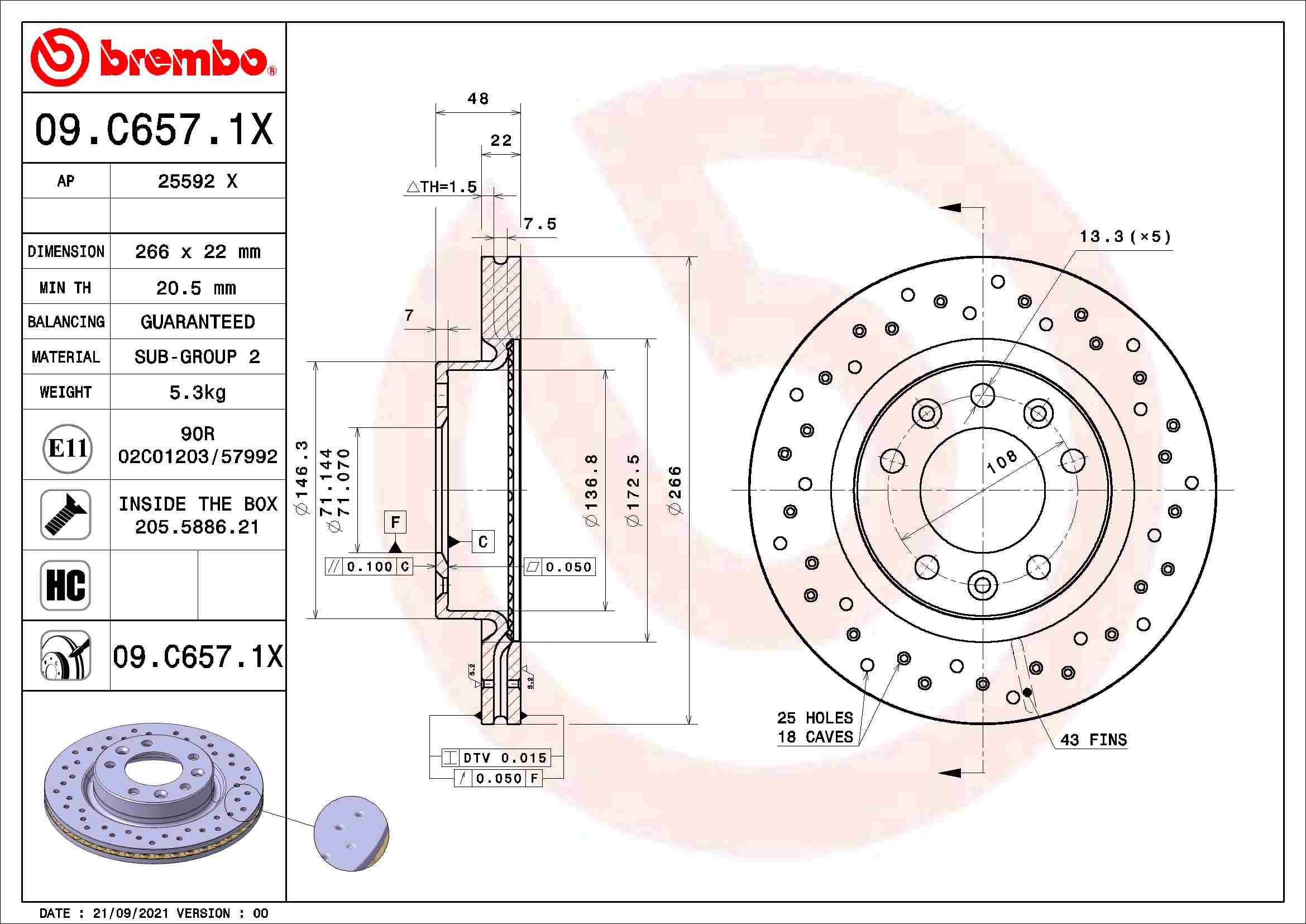 BREMBO 09.C657.1X XTRA LINE...