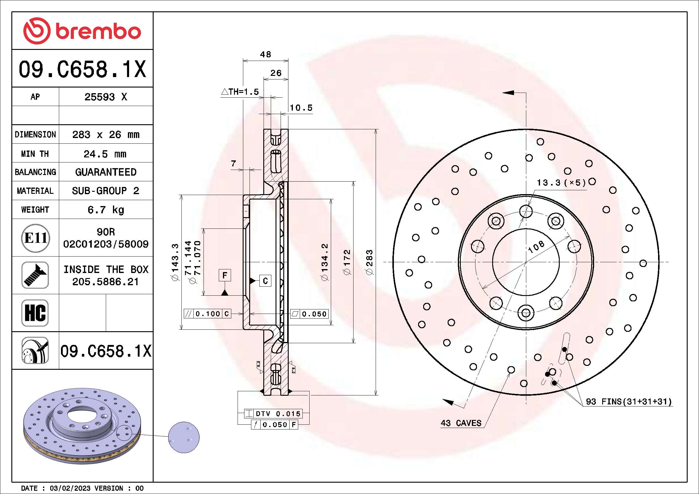 BREMBO 09.C658.1X XTRA LINE...