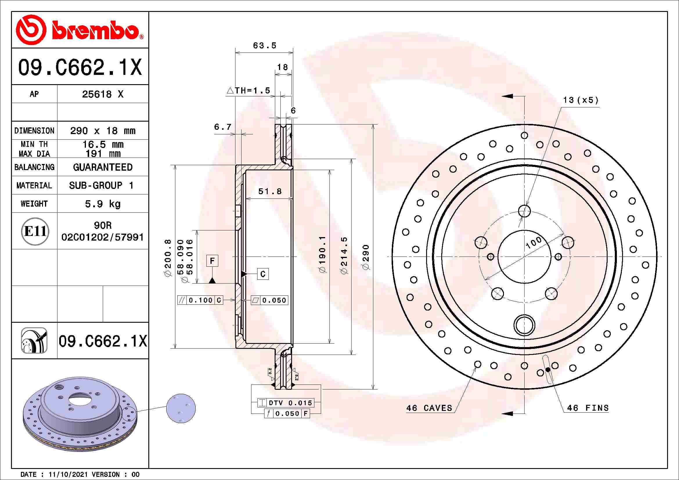 BREMBO 09.C662.1X XTRA LINE...