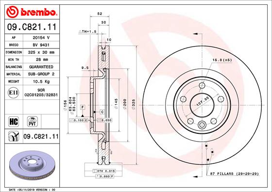 BREMBO 09.C821.11 Brzdový...