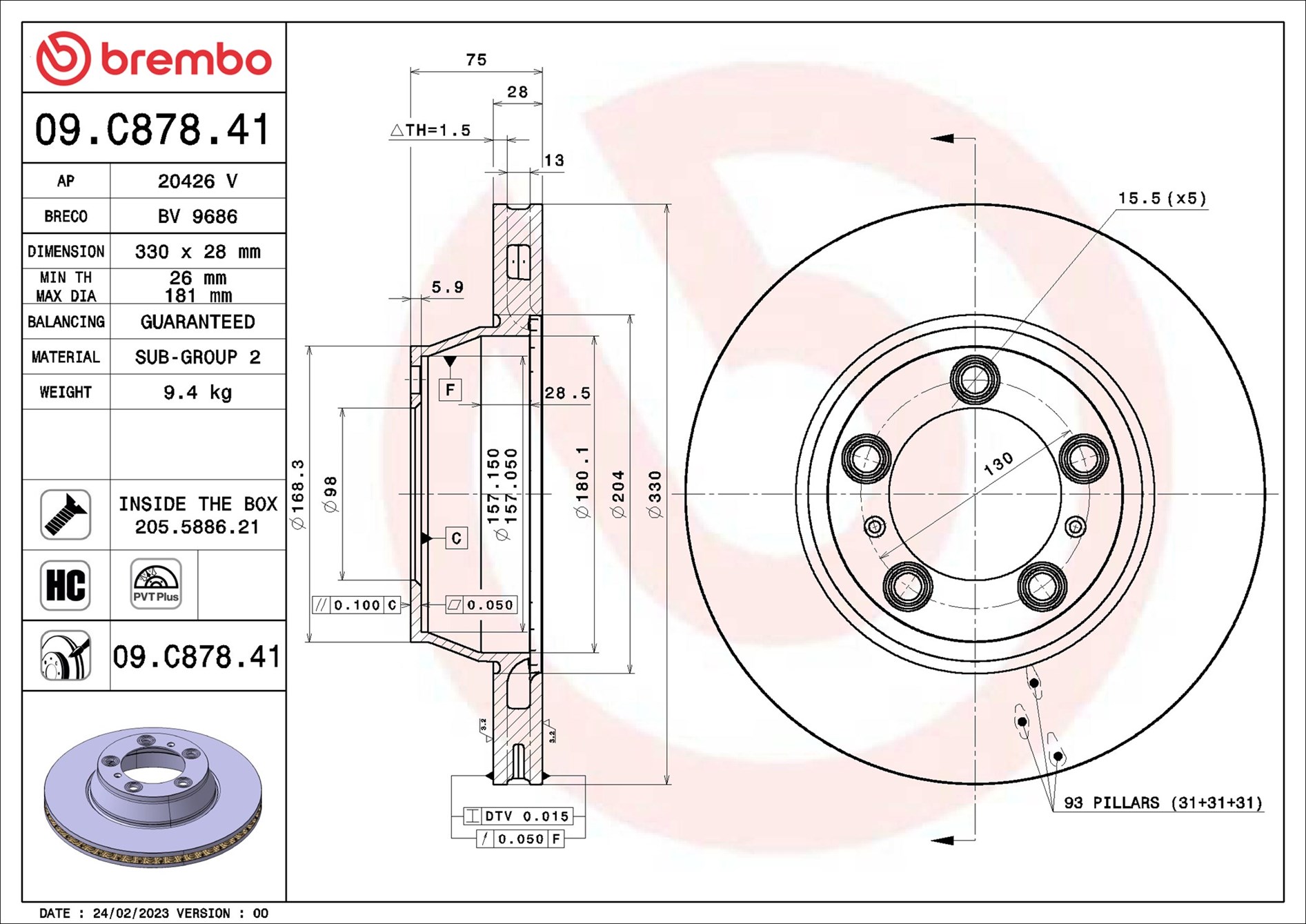 BREMBO 09.C878.41 PRIME...