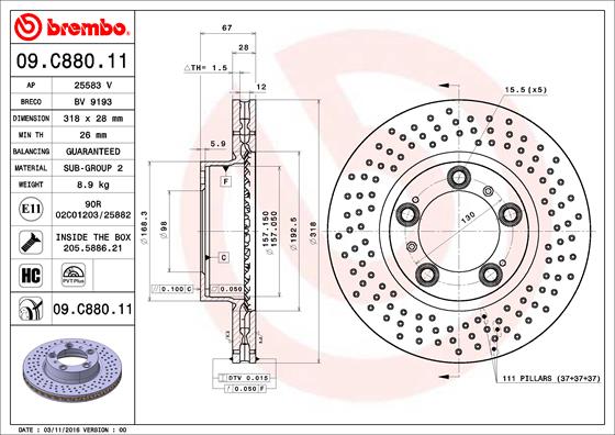 BREMBO 09.C880.11 Bremsscheibe