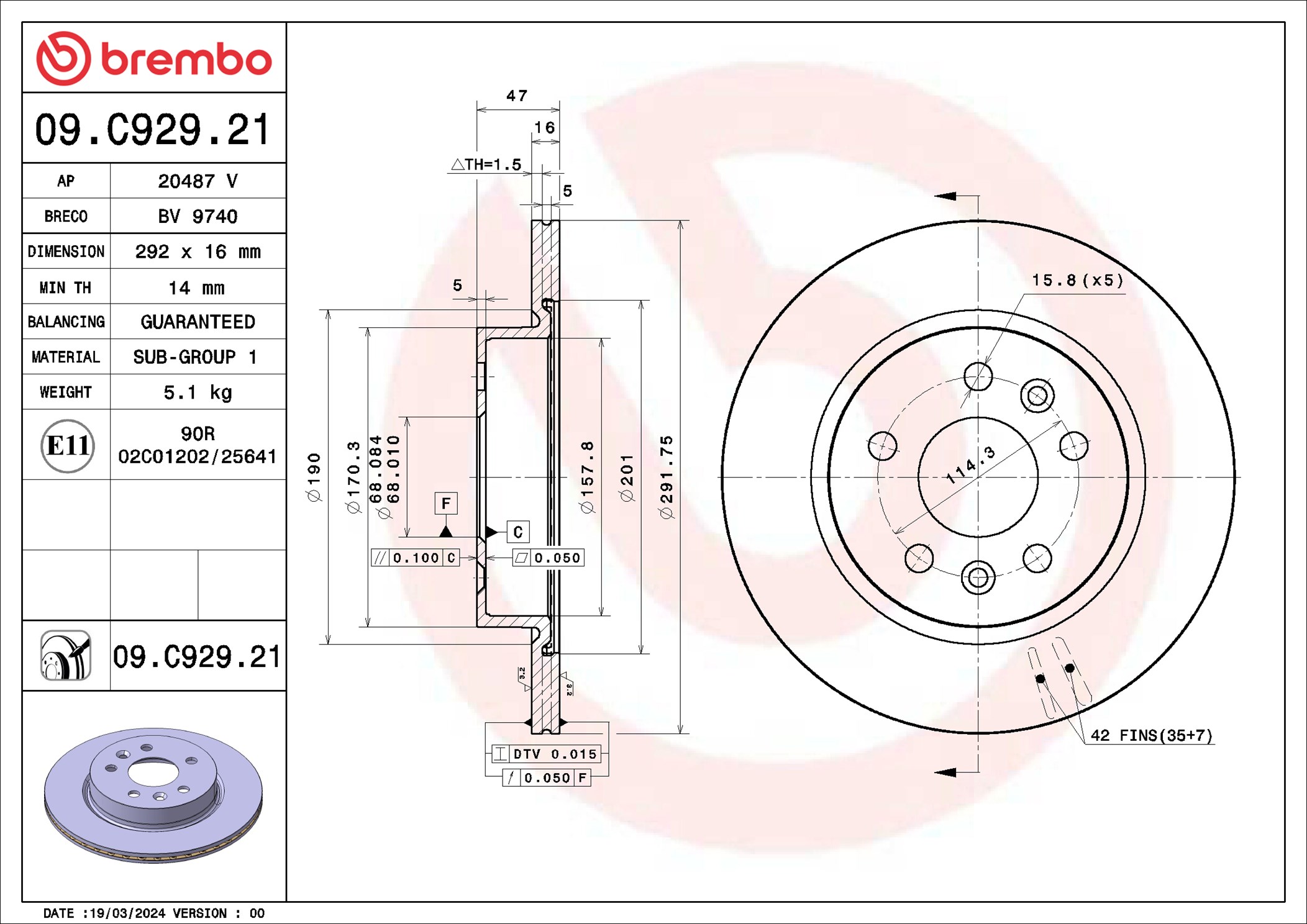 BREMBO 09.C929.21 PRIME...