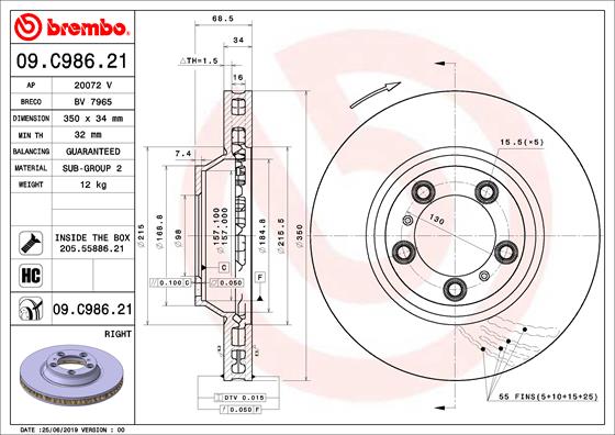 BREMBO 09.C986.21 Discofreno