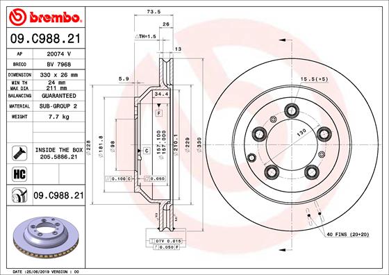 BREMBO 09.C988.21 Bremsscheibe