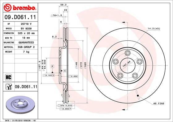 BREMBO 09.D061.11 Bremsscheibe