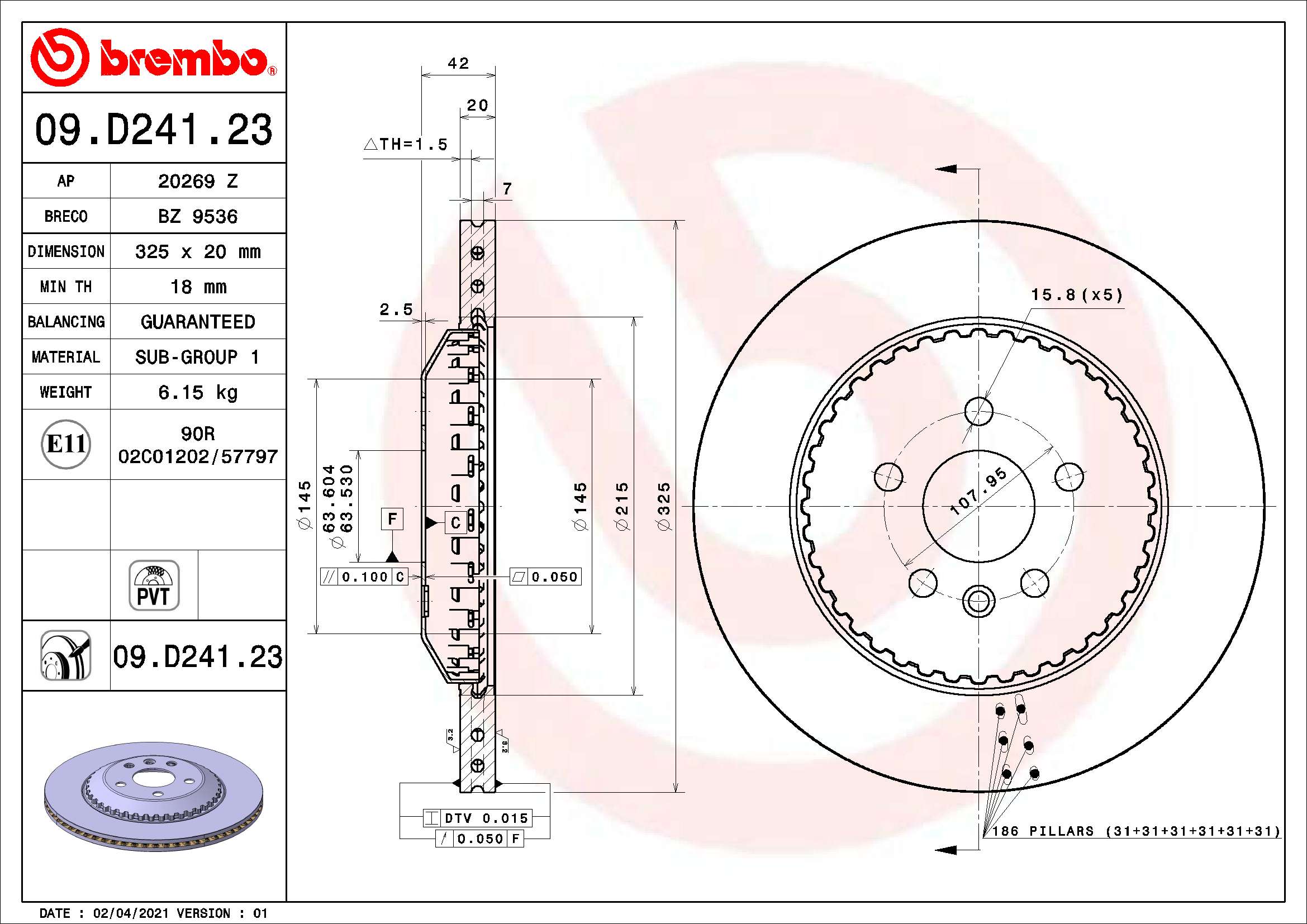 BREMBO 09.D241.23 Discofreno