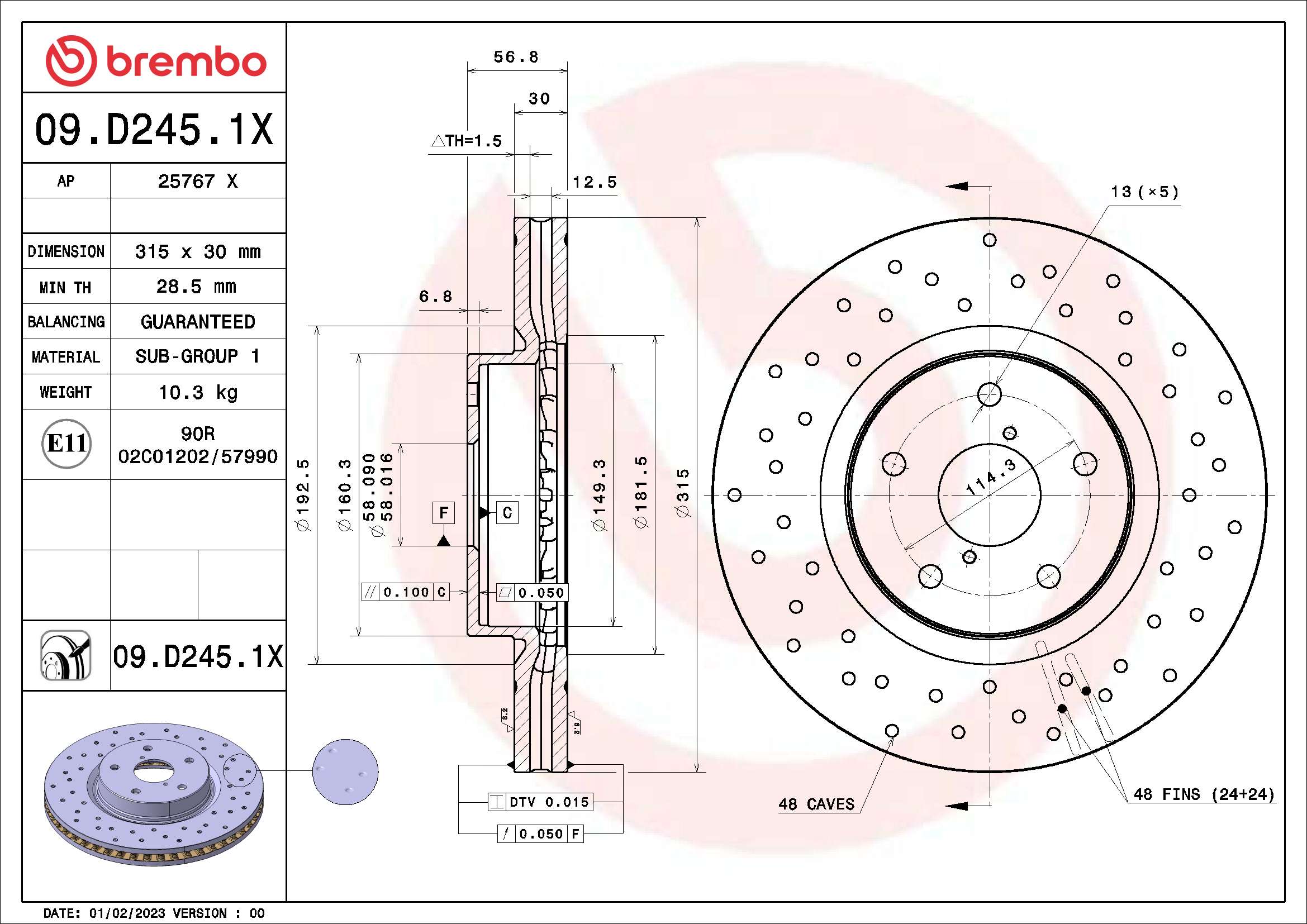 BREMBO 09.D245.1X XTRA LINE...