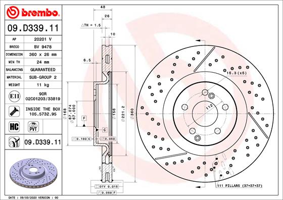 BREMBO 09.D339.11 Bremsscheibe