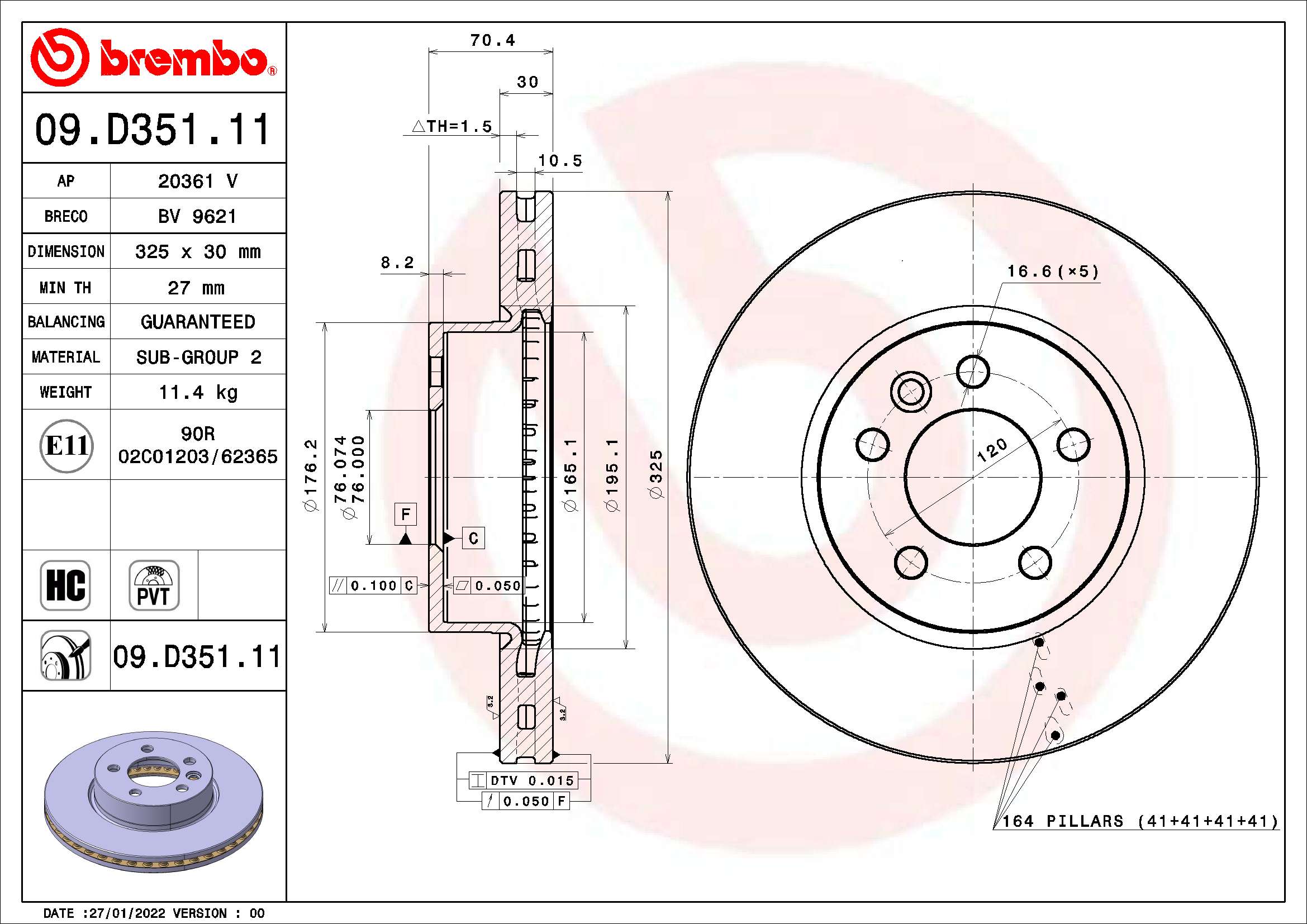 BREMBO 09.D351.11 PRIME...