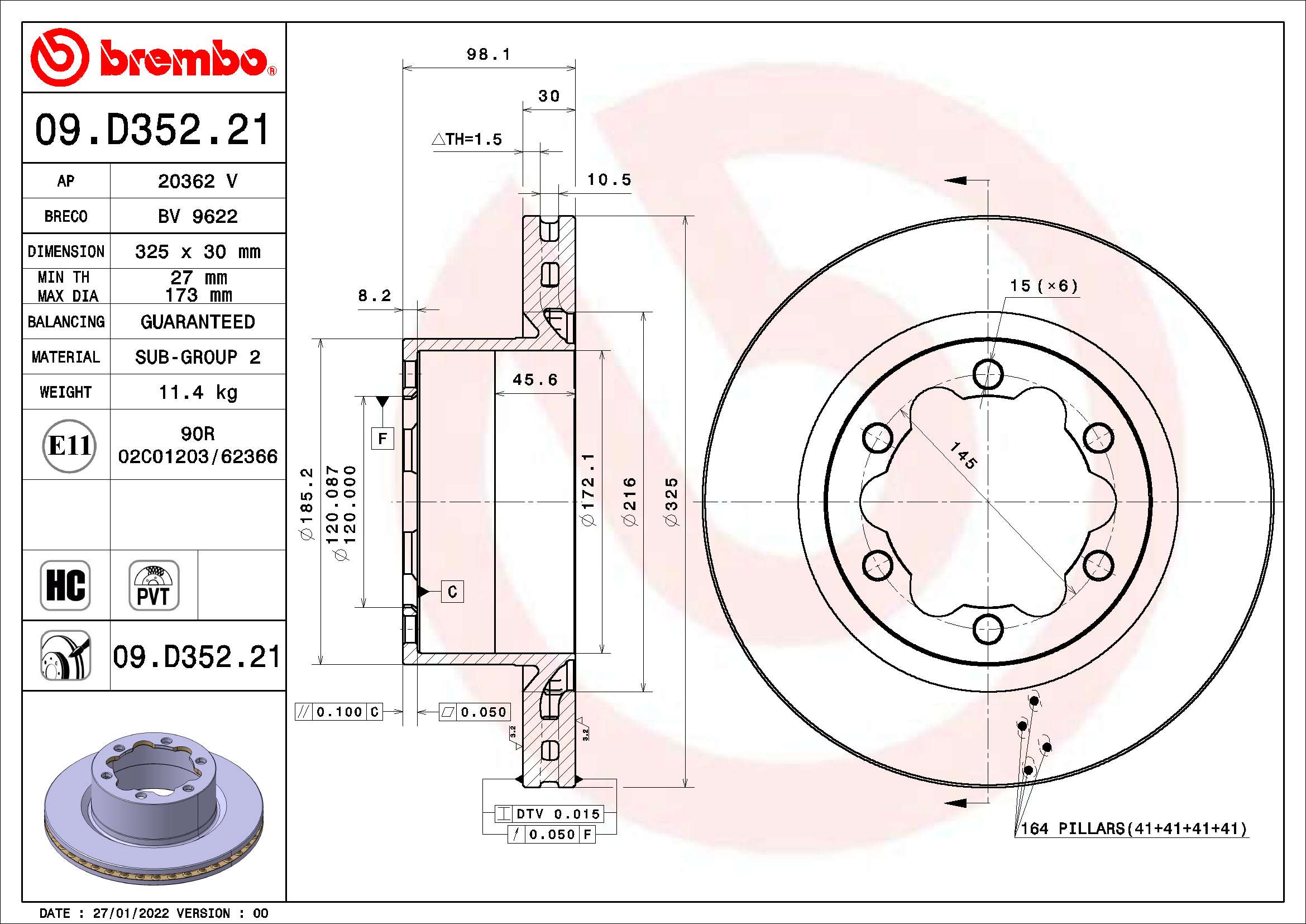 BREMBO 09.D352.21 PRIME...