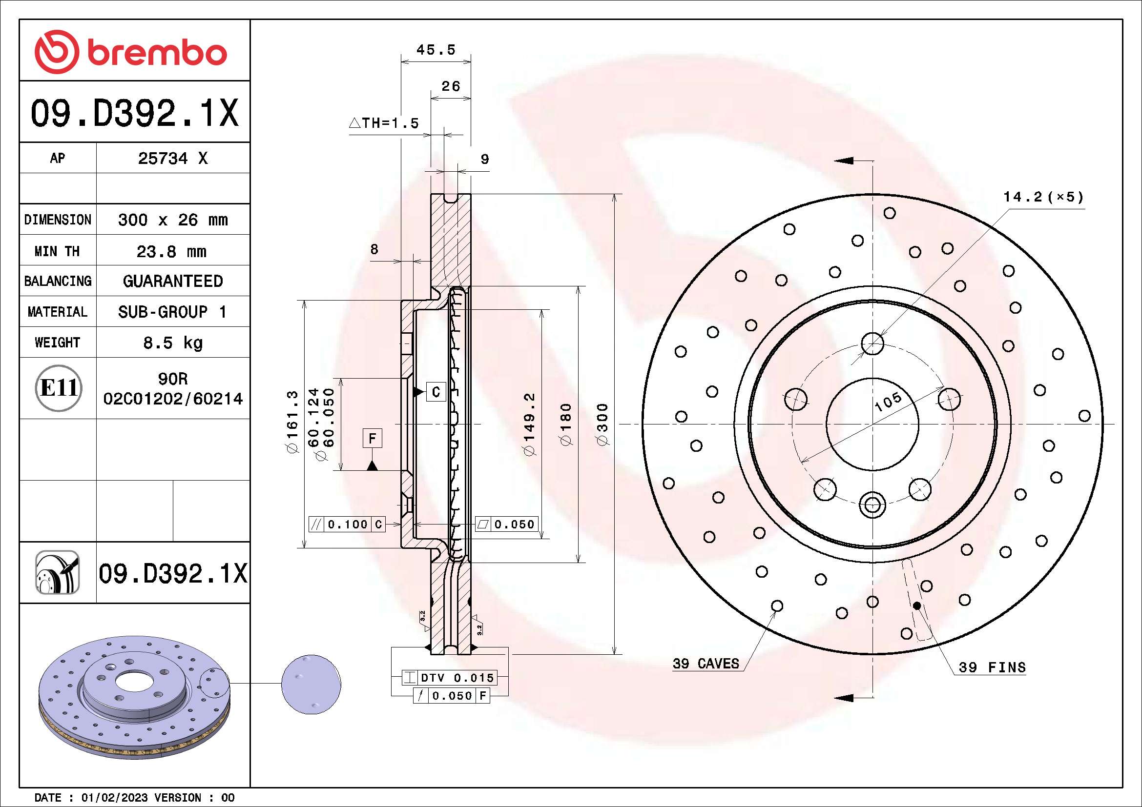 BREMBO 09.D392.1X XTRA LINE...