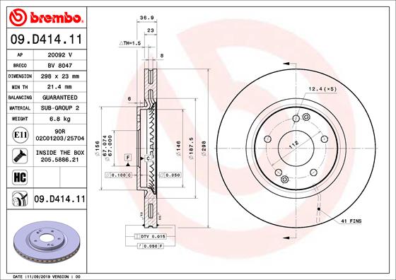 BREMBO 09.D414.11 Discofreno