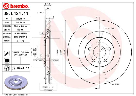 BREMBO 09.D424.11 Bremsscheibe