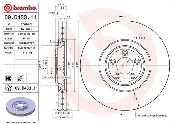 BREMBO 09.D433.11 Bremsscheibe