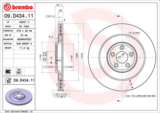 BREMBO 09.D434.11 Bremsscheibe