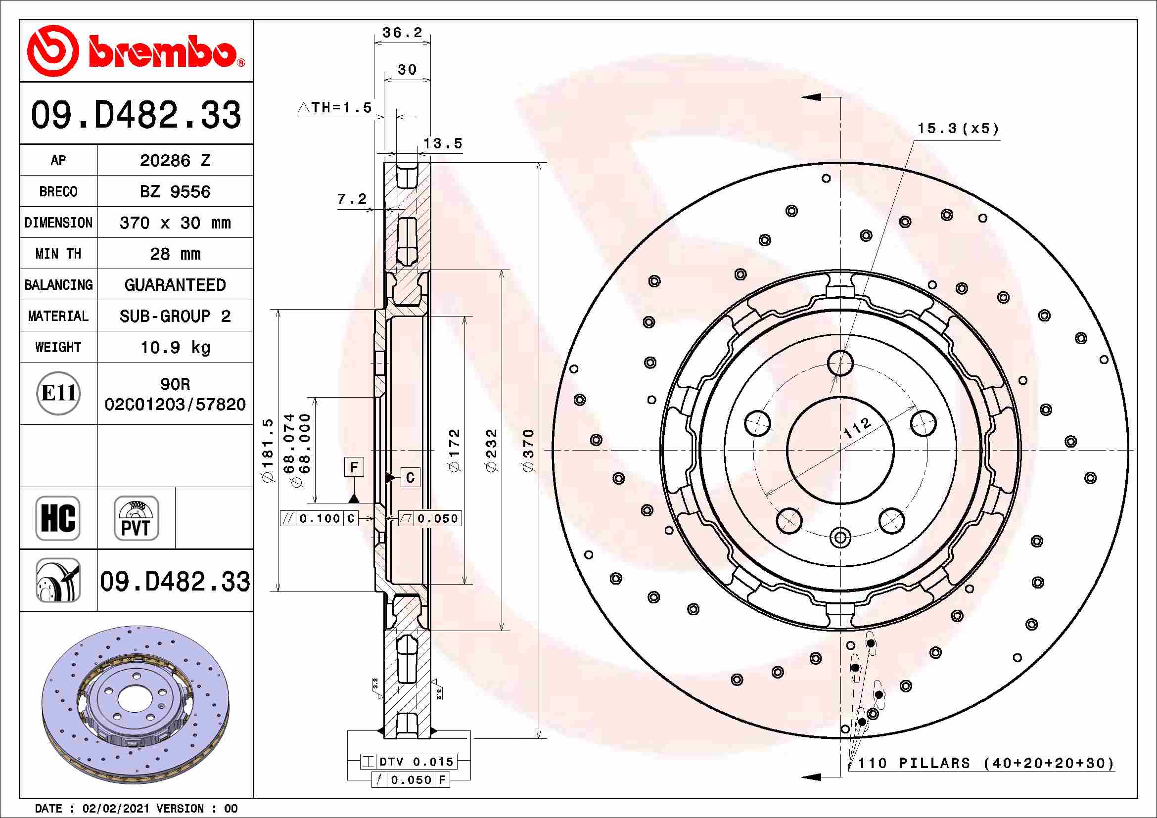 BREMBO 09.D482.33 PRIME...