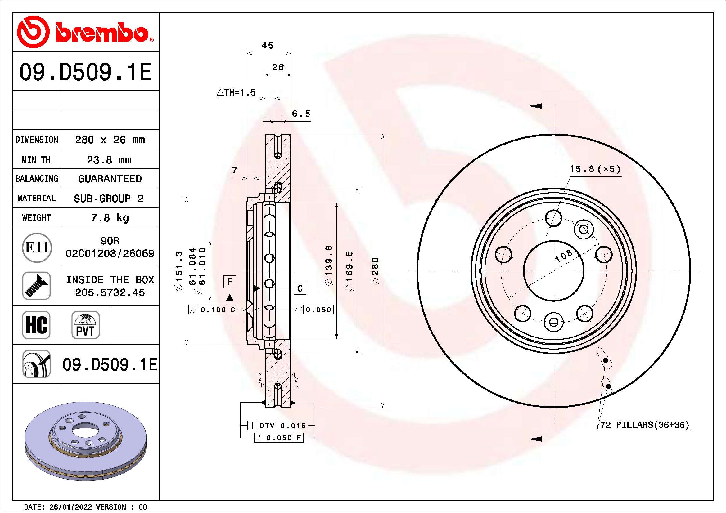 BREMBO KT 08 037 Kit freno,...
