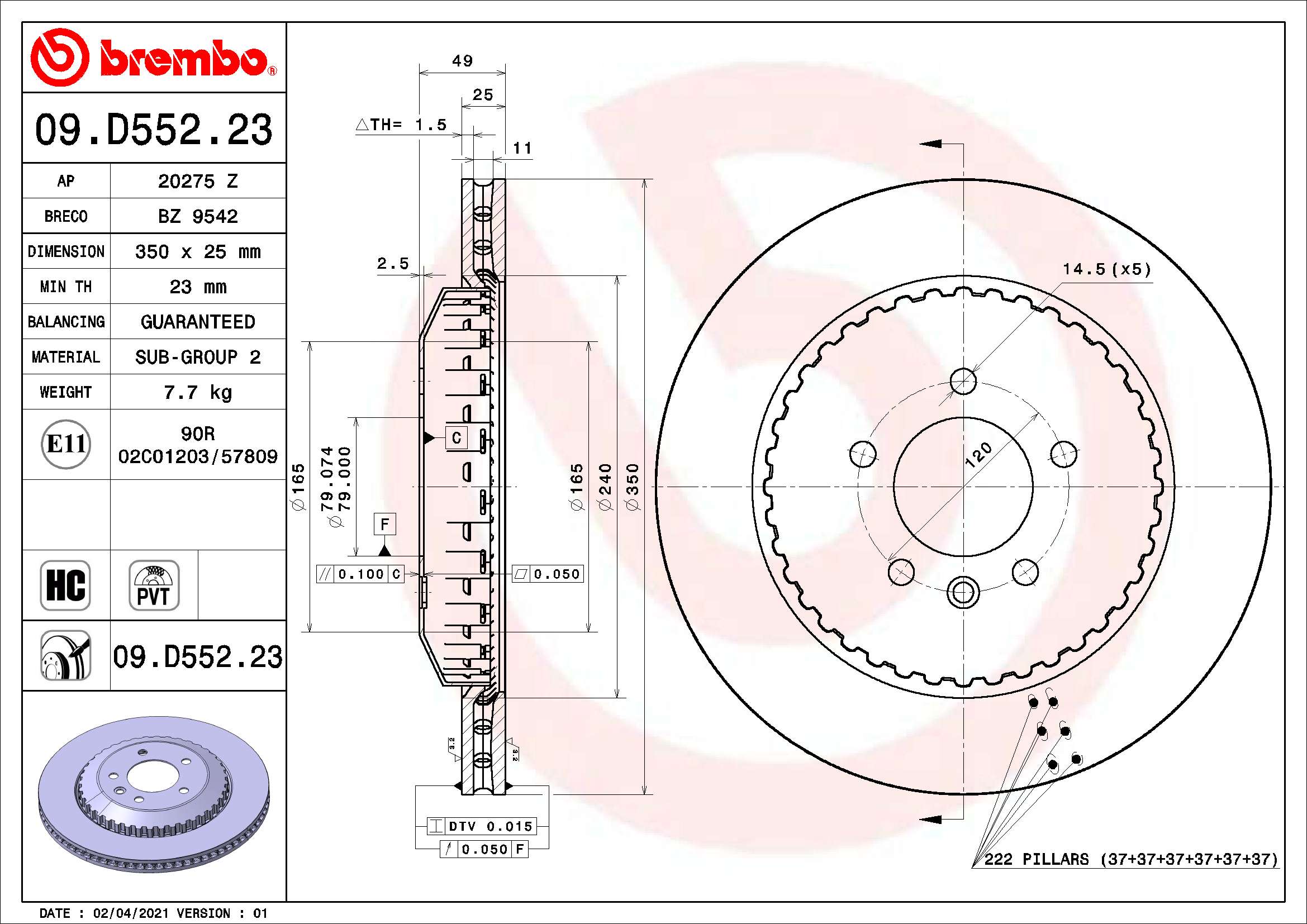 BREMBO 09.D552.23 Brzdový...