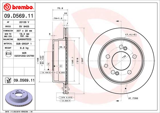 BREMBO 09.D569.11 Discofreno