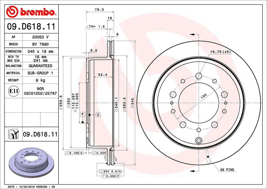 BREMBO 09.D618.11 Brzdový...